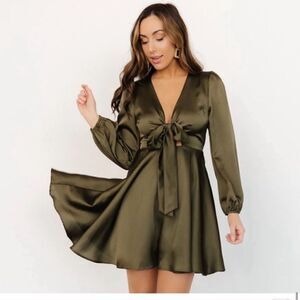 Baltic Born Olive Green Mini Dress